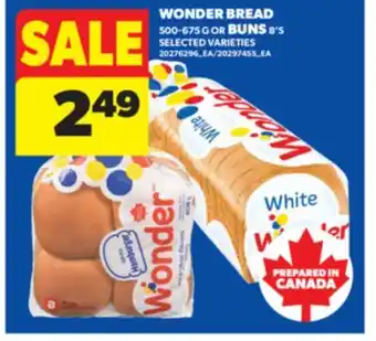 Real Canadian Superstore WONDER BREAD 500-675 G OR BUNS 8' S offer