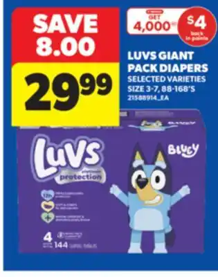 Real Canadian Superstore LUVS GIANT PACK DIAPERS, SIZE 3-7, 88-168'S offer