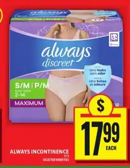 Food Basics ALWAYS INCONTINENCE offer