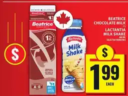 Food Basics BEATRICE CHOCOLATE MILK OR LACTANTIA MILK SHAKE offer