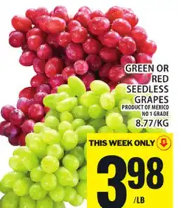 Food Basics GREEN OR RED SEEDLESS GRAPES offer