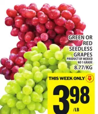 Food Basics GREEN OR RED SEEDLESS GRAPES offer