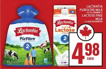 Food Basics LACTANTIA PURFILTRE MILK OR LACTOSE FREE MILK offer