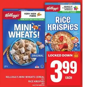 Food Basics KELLOGG'S MINI-WHEATS CEREAL OR RICE KRISPIES offer