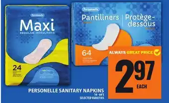 Food Basics PERSONELLE SANITARY NAPKINS offer