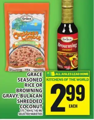 Food Basics GRACE SEASONED RICE OR BROWNING GRAVY, BULACAN SHREDDED COCONUT offer