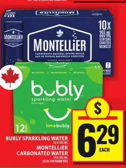 Food Basics BUBLY SPARKLING WATER OR MONTELLIER CARBONATED WATER offer