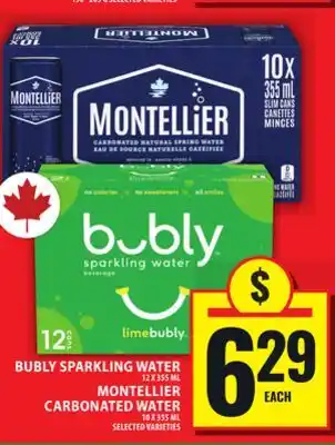Food Basics BUBLY SPARKLING WATER OR MONTELLIER CARBONATED WATER offer