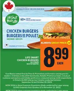 Food Basics LIFE SMART CHICKEN BURGERS offer
