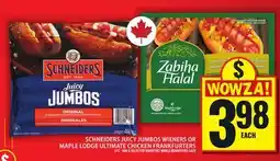 Food Basics SCHNEIDERS JUICY JUMBOS WIENERS OR MAPLE LODGE ULTIMATE CHICKEN FRANKFURTERS offer