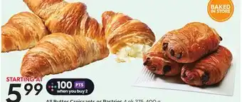 Sobeys All Butter Croissants or Pastries offer