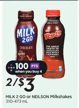 Sobeys MILK 2 GO or NEILSON Milkshakes offer