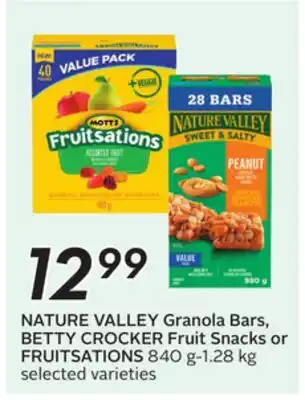 Sobeys NATURE VALLEY Granola Bars, BETTY CROCKER Fruit Snacks or FRUITSATIONS offer