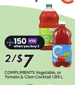 Sobeys COMPLIMENTS Vegetable, or Tomato & Clam Cocktail offer