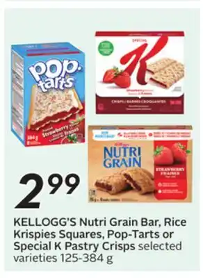 Sobeys KELLOGG'S Nutri Grain Bar, Rice Krispies Squares, Pop-Tarts or Special K Pastry Crisps offer
