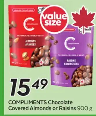 Sobeys COMPLIMENTS Chocolate Covered Almonds or Raisins offer