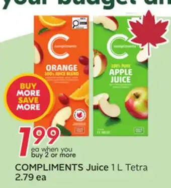 Sobeys COMPLIMENTS Juice offer