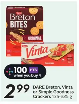 Sobeys DARE Breton, Vinta or Simple Goodness Crackers offer