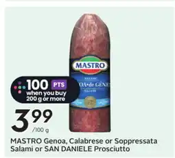 Sobeys MASTRO Genoa, Calabrese or Soppressata Salami or SAN DANIELE Prosciutto offer