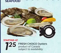Sobeys FRESH CHOICE Oysters offer