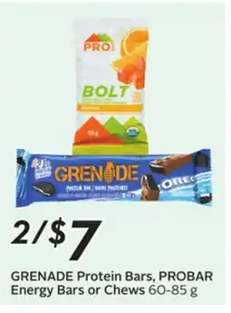 Sobeys GRENADE Protein Bars, PROBAR Energy Bars or Chews offer