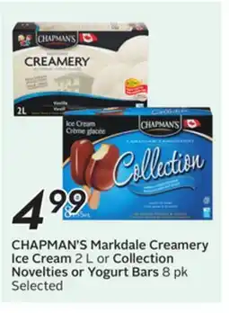 Sobeys CHAPMAN'S Markdale Creamery Ice Cream 2 L or Collection Novelties or Yogurt Bars 8 pk offer