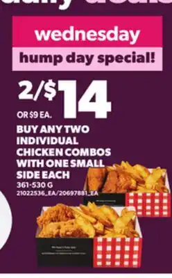 Loblaws CHICKEN COMBOS WITH ONE SMALL SIDE EACH, 361-530 G offer