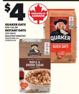 Loblaws QUAKER OATS, 900-1 KG OR INSTANT OATS, 232-344 G offer