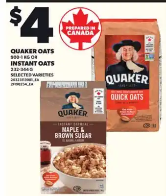 Loblaws QUAKER OATS, 900-1 KG OR INSTANT OATS, 232-344 G offer