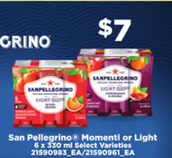 Loblaws SAN PELLEGRINO MOMENTI OR LIGHT, 6 X 330ML offer