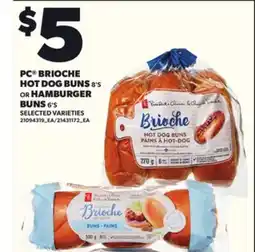 Loblaws PC BRIOCHE HOT DOG BUNS, 8'S OR HAMBURGER, 6'S offer