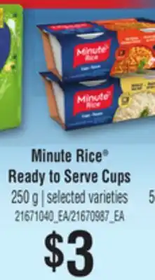 Loblaws MINUTE RICE READY TO SERVE CUPS, 250 G offer