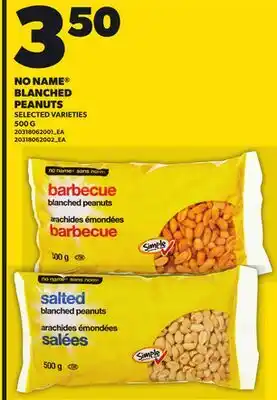 Loblaws NO NAME BLANCHED PEANUTS, 500 G offer