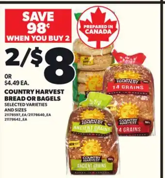 Loblaws COUNTRY HARVEST BREAD OR BAGELS offer
