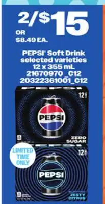Loblaws PEPSI SOFT DRINK, 12 x 355 mL offer