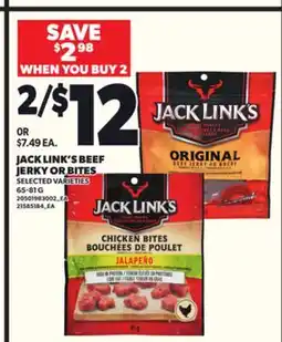 Loblaws JACK LINK'S BEEF JERKY OR BITES, 65-81 G offer