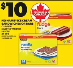 Loblaws NO NAME ICE CREAM SANDWICHES OR BARS, 24-30'S offer