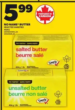 Loblaws NO NAME BUTTER, 454G offer