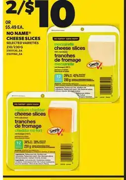 Loblaws NO NAME CHEESE SLICES, 210/230 G offer