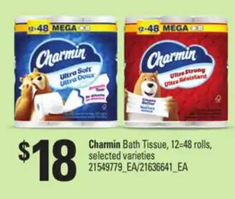 Loblaws CHARMIN BATH TISSUE, 12=48 ROLLS offer