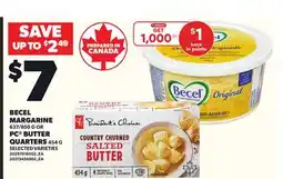 Loblaws BECEL MARGARINE, 637/850G OR PC BUTTER QUARTERS, 454G offer