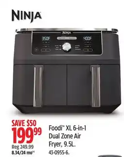 Canadian Tire Ninja Foodi XL 6-in-1 Dual Zone Air Fryer, 9.5L offer