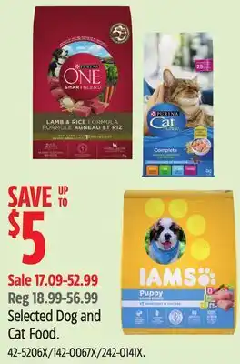 Canadian Tire Selected Dog and Cat Food offer