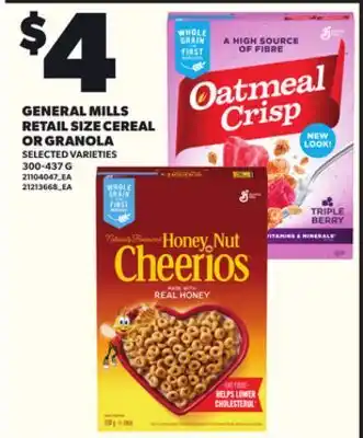 Loblaws GENERAL MILLS RETAIL SIZE CEREAL OR GRANOLA, 300-437 G offer