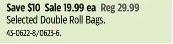 Canadian Tire Selected Double Roll Bags offer