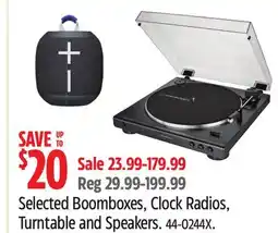 Canadian Tire Proscan Selected Boomboxes, Clock Radios, Turntable and Speakers offer