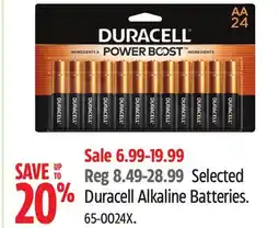 Canadian Tire Selected Duracell Alkaline Batteries offer