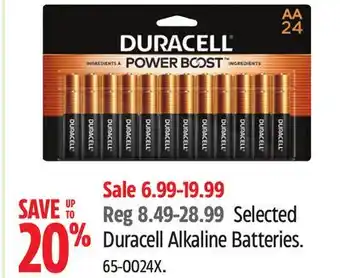 Canadian Tire Selected Duracell Alkaline Batteries offer