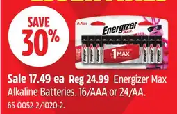 Canadian Tire Energizer Max Alkaline Batteries offer