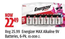 Canadian Tire Energizer MAX Alkaline 9V Batteries, 6-Pk offer